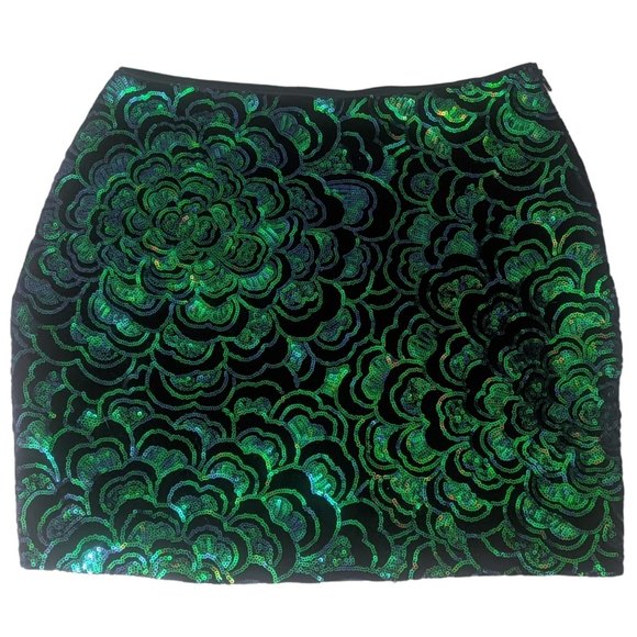 H&M Black Velvet Sequin Mermaid Mini Skirt Size Womens Small Side Zip New Other - Picture 3 of 5
